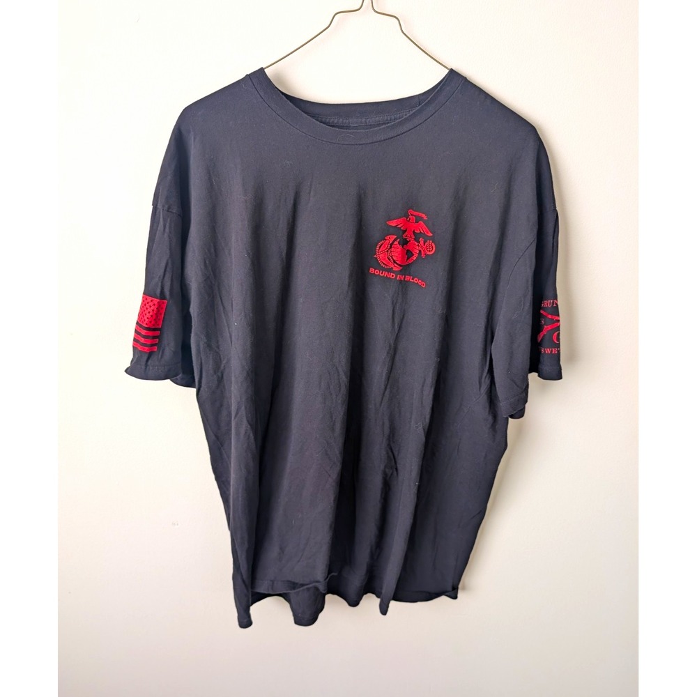Grunt Style Mens 3XL Black Red USMC EGA Graphic T-Shirt Bound in Blood M76
